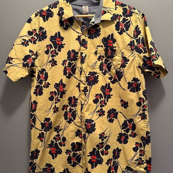 Hurley Men's Floral Short Sleeve Button-Down Shirt Size L Multicolor - Picture 1 of 9